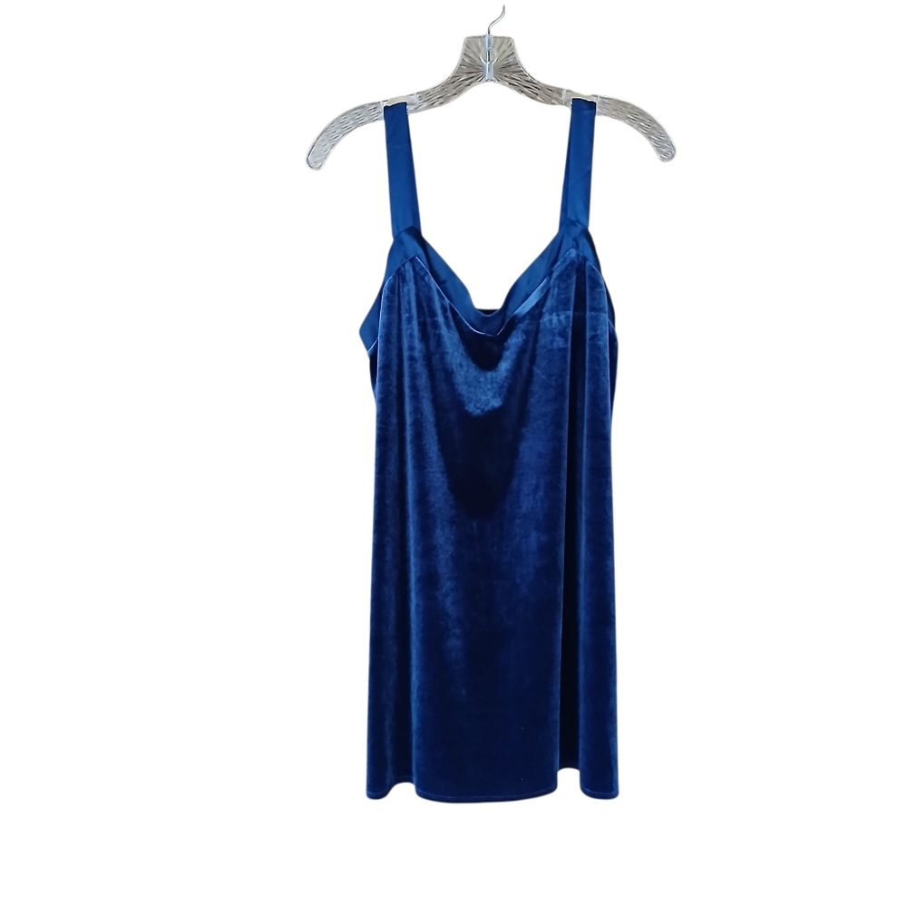 Flora by Flora Nikrooz Navy Velour Satin Strap Mini Nightgown Medium